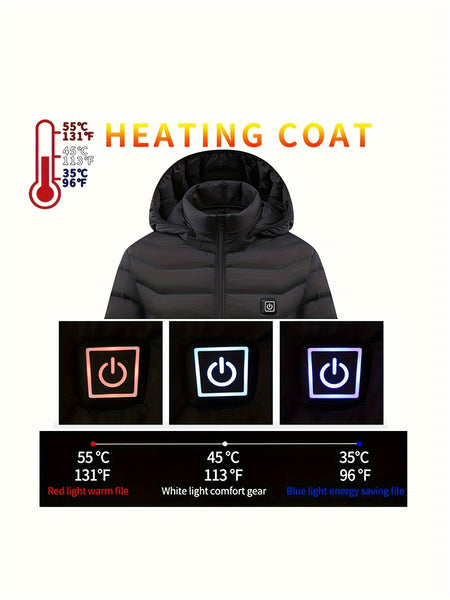 Women's Heated Jacket, Long Sleeved Clothing, USB Electric Heated Jacket with 3 Levels, and 9 Zones, Suitable for Outdoor Camping, Hiking, and Skiing. Warm Clothing (excluding Battery Pack)