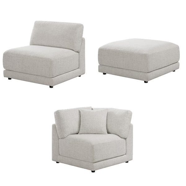 Aiden & Ivy Dayna Grey Fabric 4 Piece Modular Sofa