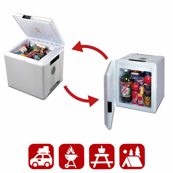 Koolatron 12V Electric Cooler 27L, Cool/Warm Box with Adjustable Strap in Grey