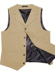 Men'S Vest Retro Fashion Groom Wedding Party Vest Men'S Herringbone Casual Business Waistcoat