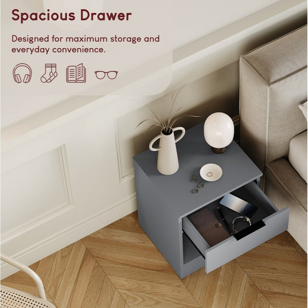 Vida Designs Trega 1 Drawer Bedside Chest Set Of 2, End Table Nightstand Space Saving Storage Organizer Bedroom Furniture