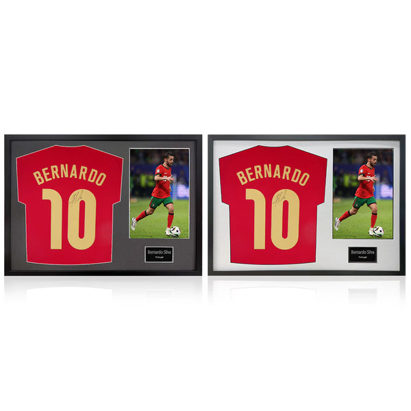 Bernardo Silva Signed Framed Portugal Football Shirt Including 1 Photo in 2 Options: White or Black Mount