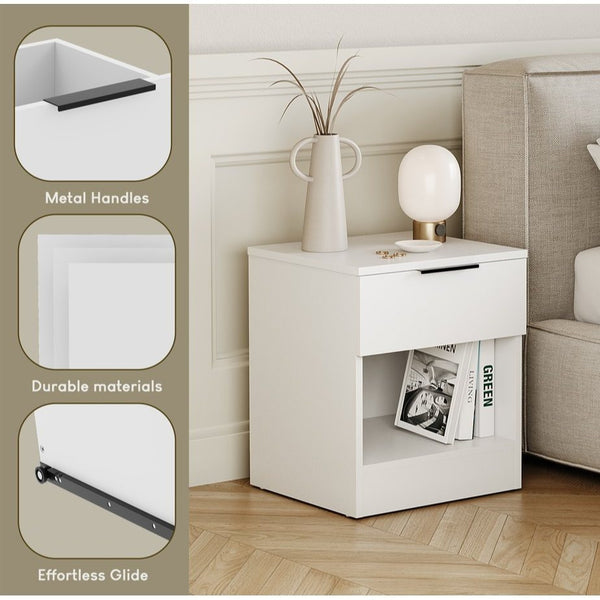 Vida Designs Trega 1 Drawer Bedside Chest Set Of 2, End Table Nightstand Space Saving Storage Organizer Bedroom Furniture