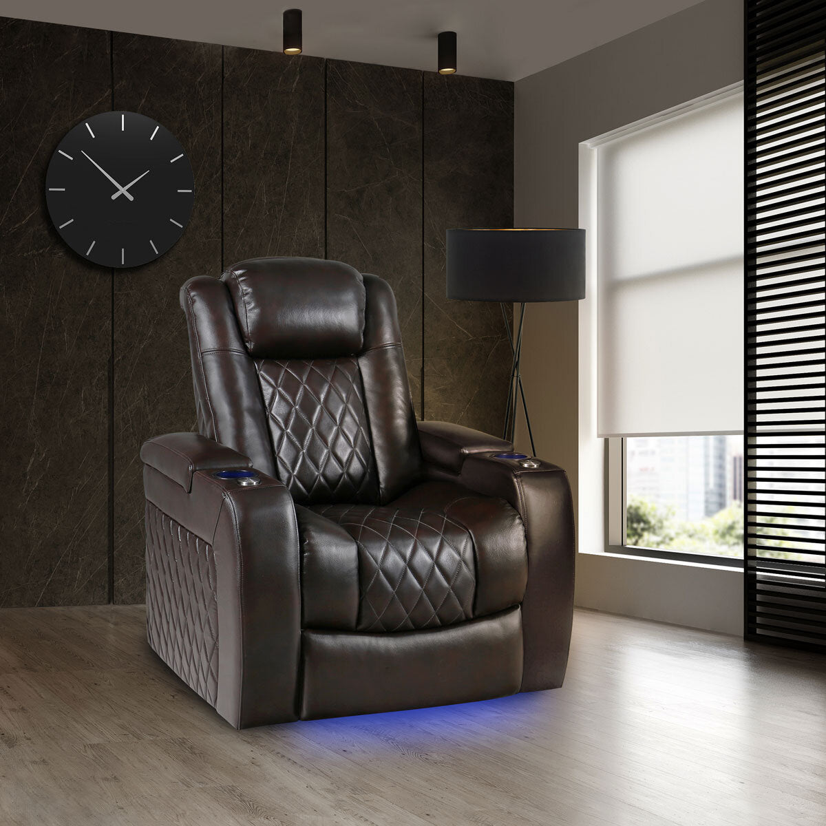 Valencia Tuscany Brown Leather Power Reclining Home Theatre Chair