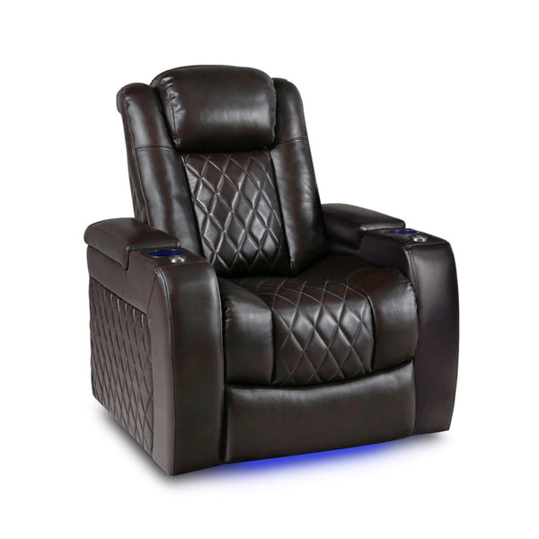 Valencia Tuscany Brown Leather Power Reclining Home Theatre Chair