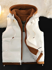 Autumn and Winter Outdoor Leisure Fashion Fake 2pcs Hooded Insulated Warmth Couple's Vest