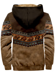 Bohemian Style Men's Autumn/Winter Plaid Vintage -Lined Zip-Up Hooded Sweatshirt
