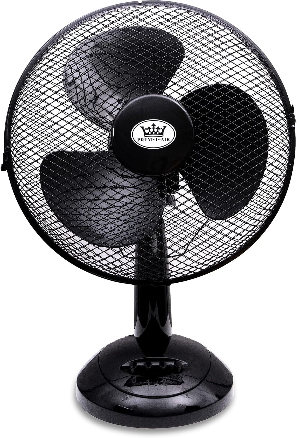 Prem-I-Air Portable Electric Powerful Oscillating Cooling Desk Fan with 3 Airflow Speed Settings, Adjustable Tilt and Quiet Operation for Use in Homes and Offices Black 12 Inch