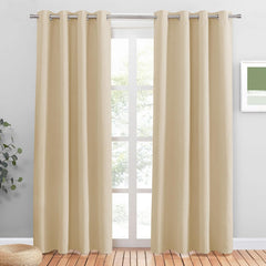PONY DANCE Grey Blackout Thermal Insulated Curtains for Bedroom, 46 X 54 Inch Short Eyelet Curtains & Drapes, Soft Black Out 2 Panels for Window Living Room/Kitchen