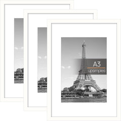 3 Pack A4 Picture Frame, A4 Black Picture Frames 21 X 29,7 Cm, Frame Wall Hanging Landscape or Portrait Orientation