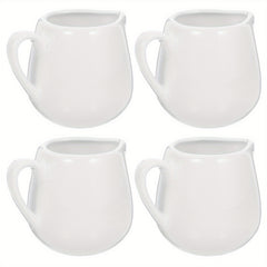 4pcs 50/ 100ml Ceramic Creamer Jugs - Porcelain serving jugs with milk spoons, Sauce jugs, Sauce boats, Pottery creamer jugs with handles for kitchen, coffee and tea - perfect for sauces, syrups and creams (white)