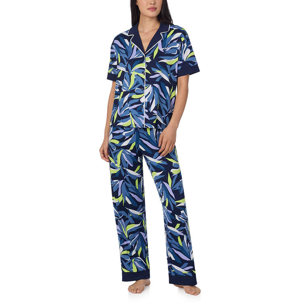 DKNY Ladies Notch Collar 3 Piece PJ Set in Coral