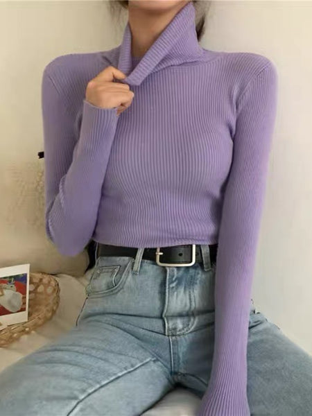 3pcs Women's High Neck Sweaters - Solid Color Winter Warm Base Layer, Thermal Turtleneck, Machine Washable Layering Shirts for Fall & Weather (3pcs) - Elegant Stretchable Knitwear Suitable for Fall/Winter