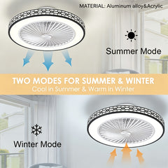 [Smart Ceiling Fan]Low-profile Ceiling Fan with Dimmable Light And Remote Control, Modern Smart LED Ceiling Fan with Lamp, 50.8cm, Dimmable, 3000-6500K, 6 Wind Speeds, Timer, Memory Function, Lamp with Fan for Living Room, Bedroom, And Dining Room