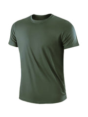 20pcs Black-White-Army-Green-Tan Red-Black-Card-Gray-Red-Black-White-Tan-Card-Army-White-Gray-Tan-Red-Army Mixed Color, Ultra-Light Men's Crew Neck T-Shirt - Quick-Drying, Breathable, Sweat-Wicking Shirt, Suitable for Fitness, Gym, and Running