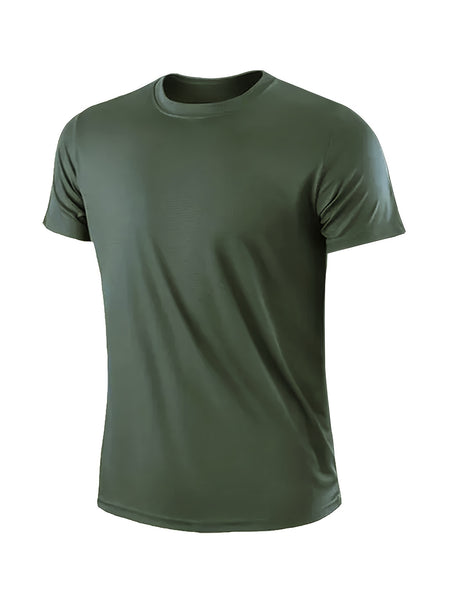 20pcs Black-White-Army-Green-Tan Red-Black-Card-Gray-Red-Black-White-Tan-Card-Army-White-Gray-Tan-Red-Army Mixed Color, Ultra-Light Men's Crew Neck T-Shirt - Quick-Drying, Breathable, Sweat-Wicking Shirt, Suitable for Fitness, Gym, and Running