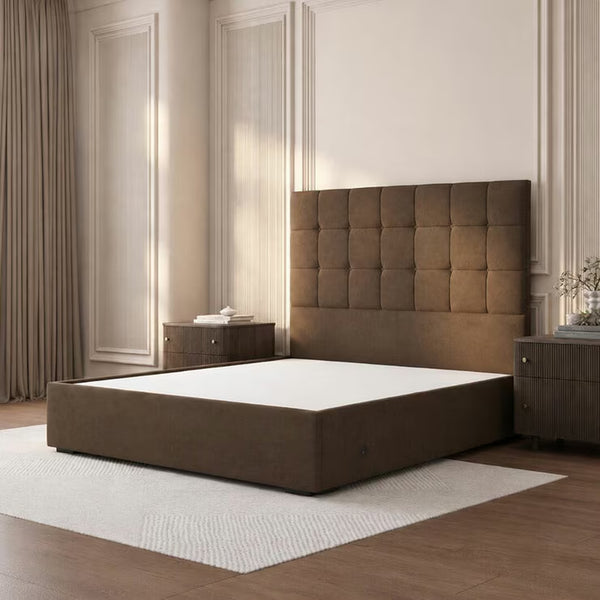 Highgrove Kavalan Brown Fabric Full Ottoman Bed Frame in 3 Sizes