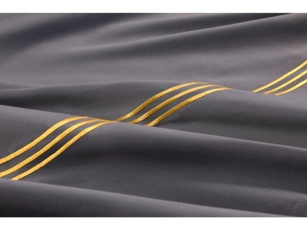 Embroided Baratta Stitch Duvet Cover Set with Matching Pillowcases - Ultra-soft Brushed Microfibre – Chic & Modern Design – Easy Care & Machine Washable