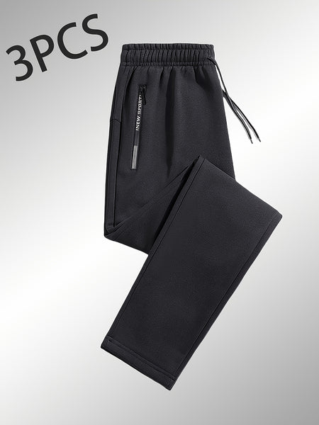 3-Pack Men'S Casual Sports Straight Leg Pants | Loose Fit, Ideal for Gym Training, Holiday Outings, and Outdoor Activities, All-Season, Drawstring Closure, Fiber