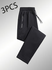 3-Pack Men'S Casual Sports Straight Leg Pants | Loose Fit, Ideal for Gym Training, Holiday Outings, and Outdoor Activities, All-Season, Drawstring Closure, Fiber