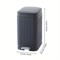 7L Household Grey Simple Trash Can Storage Bin, Anti-odor, Kitchen and Living Room Gap Trash Can with Lid, Push Foot Pedal Trash Can