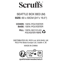 Scruffs Seattle Box Medium Pet Bed, 60 X 50Cm in 4 Colours
