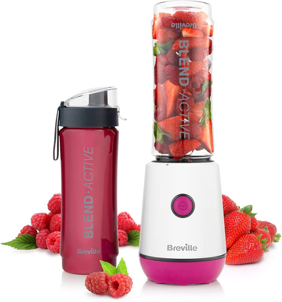 Breville Blend Active Personal Blender & Smoothie Maker | 350W | 2 Portable Blend Active Bottles (600Ml) | Leak Proof Lids | White & Green [VBL246]