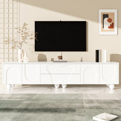 180cm Modern TV Stand for TVs up to 65 inches, Storage TV Cabinet with Solid Wood Legs, Black PB Board Entertainment Center for Living Room, Bedroom, Home Office - Scratch-Resistant, Spacious Shelves for Media Players & Game Consoles, Easy Assembly