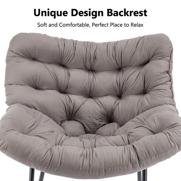 Egg Chairs Oversized Rattan Wicker Outdoor Rocking Chair Metal Frame Garden Rocking Chair Large Support Modern with Cushioned Seat