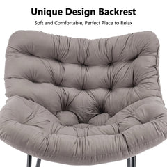 Egg Chairs Oversized Rattan Wicker Outdoor Rocking Chair Metal Frame Garden Rocking Chair Large Support Modern with Cushioned Seat