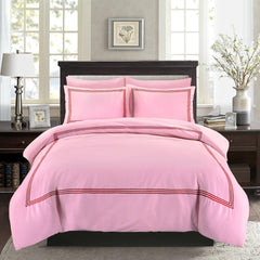 Embroided Baratta Stitch Duvet Cover Set with Matching Pillowcases - Ultra-soft Brushed Microfibre – Chic & Modern Design – Easy Care & Machine Washable