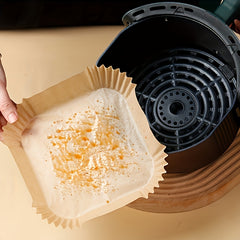 100pcs Non-Stick Air Fryer Liners - Premium Paper Single Sheets with Ridged Edges for Secure Cooking, Easy Cleanup & Healthy Cooking