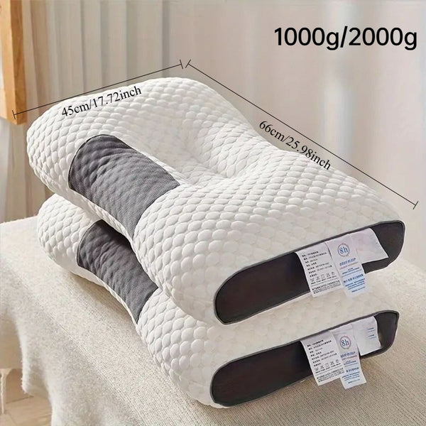 Pack of 2/1 Sleeping Pillows, Ergonomic Neck Support Pillow, Adjustable Contour Support Pillow for Deep Sleep, Breathable Skin-Friendly, Moisture-Wicking, All-Season-1000/2000g