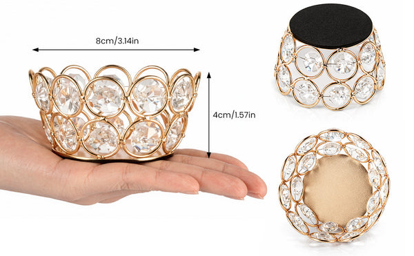 10 Pack Iron Crystal Candle Holders, Bowl-Shaped Decorative Tealight Holders for Table, Wedding, Party & Home Décor