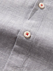 Linen Men'S Casual Shirt Long Sleeve Linen Solid Color Breathable Fashion Men'S Top Blouse Retro Open Front with Pockets