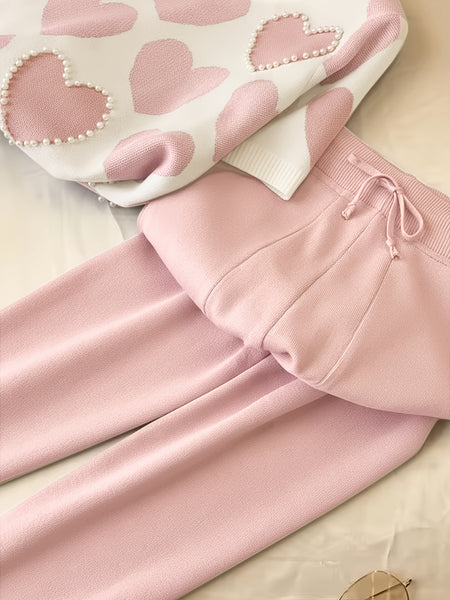 Women'S Short-Sleeve Beaded Top And Pants Set, Perfect for Casual Jogging