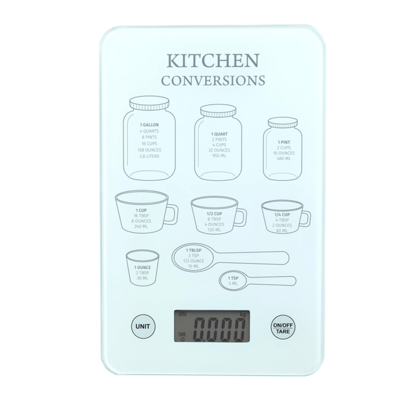 Envenzo Kitchen Scales With LCD Display Tempered Glass Battery Operated with Easy Measurements Conversion Scales for Cooking and Meal Prep, Electronic Digital Scales
