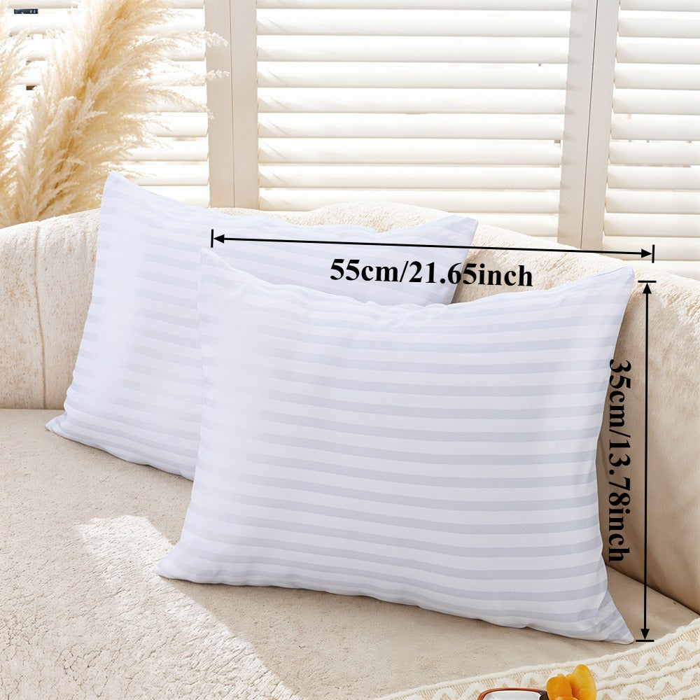 2/4/8-Pack Decorative Throw Cushion Cores, Hotel-Grade Premium White Satin Stripes Cushion Pads Deep Fill Inner Hollowfiber Filled Cushions Inserts (14