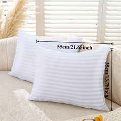 2/4/8-Pack Decorative Throw Cushion Cores, Hotel-Grade Premium White Satin Stripes Cushion Pads Deep Fill Inner Hollowfiber Filled Cushions Inserts (14
