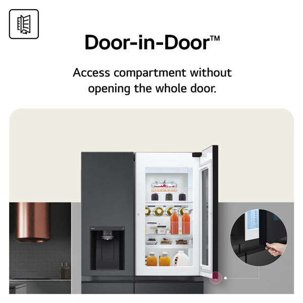 LG GSXE81PYBD Side by Side Fridge Freezer with Instaview, D Rated in Silver
