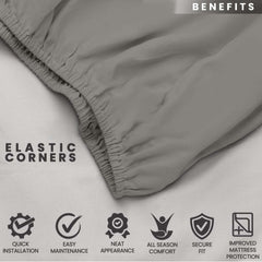 1pc 25cm Extra Deep Fitted Sheet – Solid Color Hotel-Quality Bedsheet, Ultra-Soft & Brushed Microfiber Bedding Sheet, Machine Washable, Single, Double, King, & Super King Sizes Available