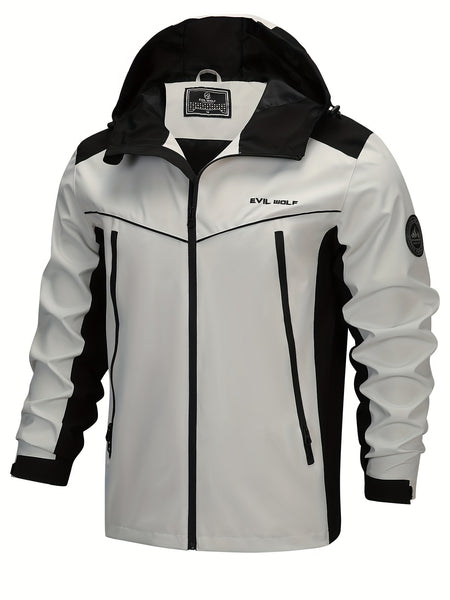 Men's Patchwork Slim-fit Jacket, Suitable for Spring and Autumn Wear, Men's Long-zipper Large-pocket Varsity-style Jacket