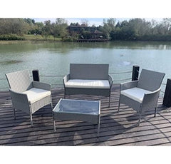 4pcs Rattan Outdoor Garden furniture sofa set with 2x Armchairs 1x Double Sofa & 1 table for indoor & outdoor