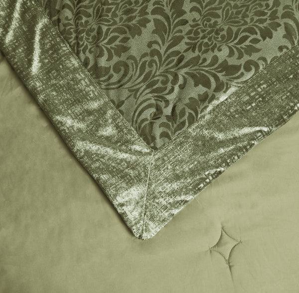 3 Piece Velvet Quilted Bedspread Set Jacquard Damask Bed Cover with Pillow Shams | Luxury Soft Polyester Bedspread for Double King Super King Beds | Modern Elegant Bedroom Bedding Set
