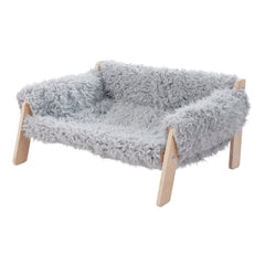 Large Cat Sofa Dog Bed, Sturdy Wooden Pet Sofa for Indoor Cats, Soft Cat Couch Wooden Cats Hammock Suitable for Kitten, Puppy Gray 56x45x27cm