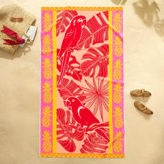 Oversized 100% Cotton Pink Sardine Beach Towel