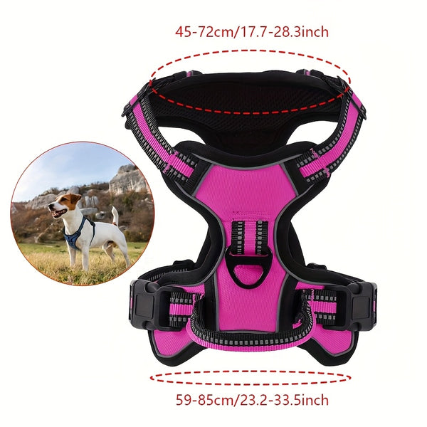 Non-Tension Pet Carrier with 2 Leash Clips Adjustable Padded Dog Vest Reflective Non-Choking Pet Oxford Vest with Easy to Control Handle for Small Medium And Large Dogs