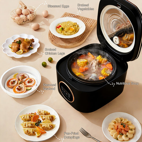 5L Digital Rice Cooker, 8 Cooking Functions with Steamer, Quick Rice, Porridge, Soup, 12H Timer & Auto Keep Warm, Non-Stick Electric Cooker for Home