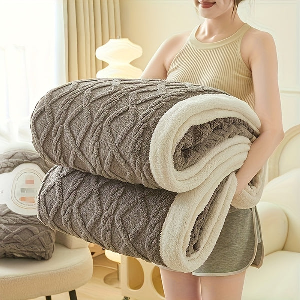 All-Season Thickened Coral Fleece Throw Blanket - Soft, Cozy