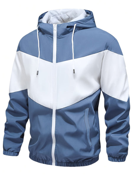 Men'S Casual 2pcs Athletic Set Unisex Couple All-Season Spring Autumn Loose Color-Block Athletic Outfit Hooded Sweater Zip-Up Jacket Long Sleeve Outerwear Long Pants Jogging Trousers Gym Workout Running Outdoor Set Elastic Pants Hoodie Top And Botto